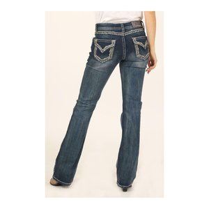 Grace in LA Jeans Women's Border Stitched Embroidered Bootcut Stretch Jeans